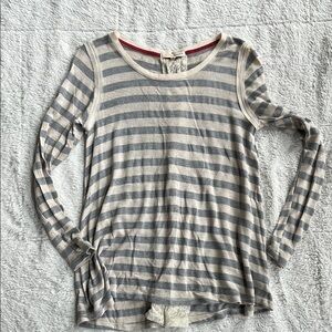 Striped Gray and Cream Women's Swing Top